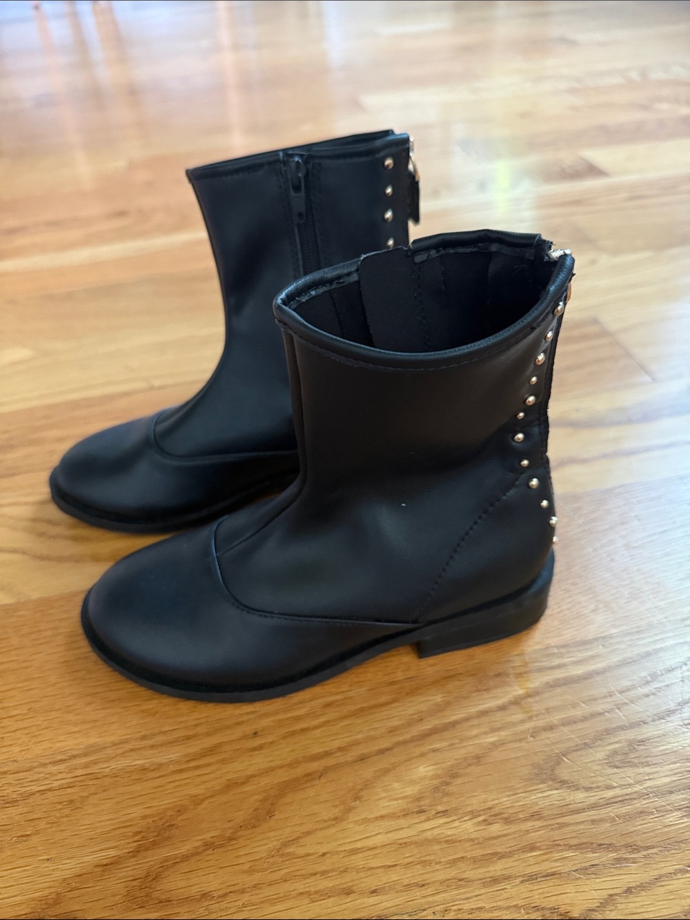 Zara Black Zip Boots with Stud Detail